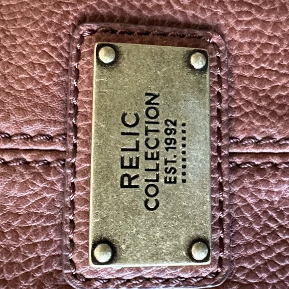 Rare Relic Vintage 1992 Brown Leather Handbag Purse - Adjustable Shoulder Strap - Picture 11 of 16